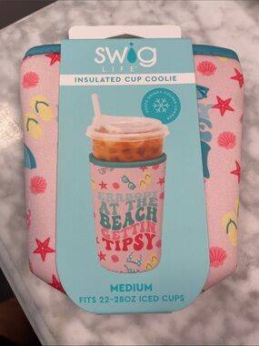 Swig Life Insulated Cup Coolie - Pink Beach Print (Medium)